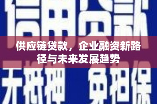 东明供应链贷款，企业融资新路径与未来发展趋势