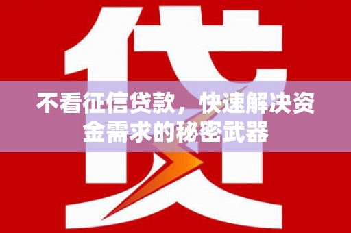 沈丘不看征信贷款，快速解决资金需求的秘密武器