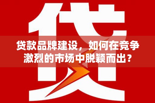 溆浦贷款品牌建设，如何在竞争激烈的市场中脱颖而出？