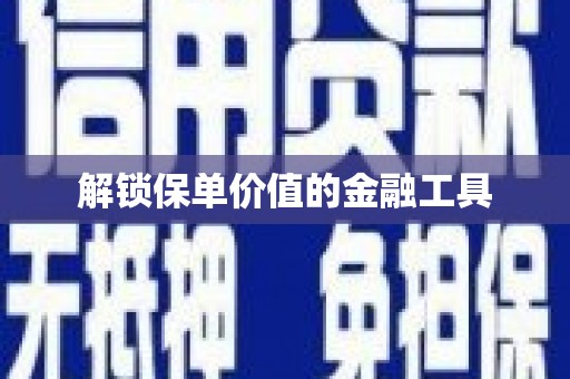 隆尧解锁保单价值的金融工具